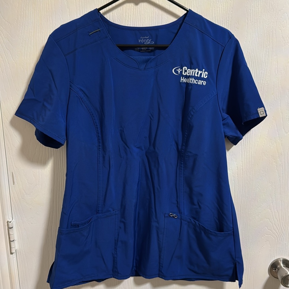 Cherokee Infinity Women’s Scrub Tops Large Bundle Of 3 Centric Healthcare Blue - Picture 9 of 13